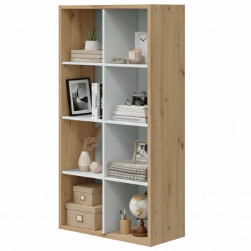 Estantería Juvenil Noa 8 Huecos Color Roble Nodi Y Blanco Artik 137x72x33 cm