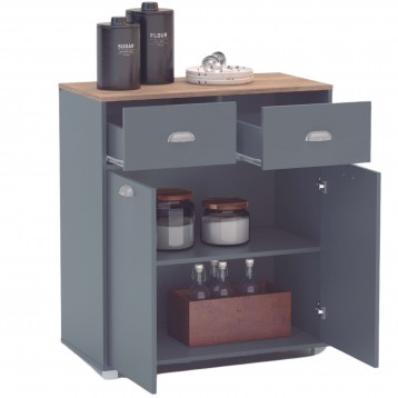 Mueble Auxiliar Buffe Bajo 2 Puertas Asfeld Color Gris Grafito 80x90 cm