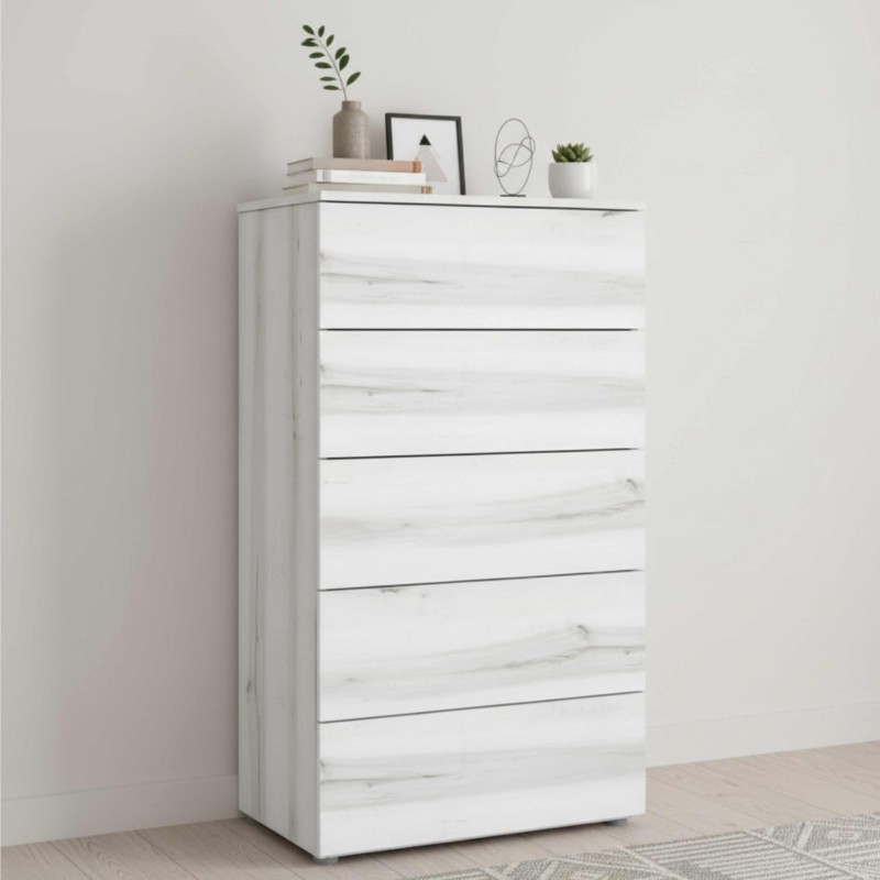 Sinfonier Lyon en Blanco Albo con 5 Cajones 62x111x40 cm