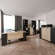 Pack de Oficina Nibis en Roble Sonoma y Gris Antracita (Aparador + Cajonera + Armario Auxiliar + 2 Estanterías + Escritorio) Pack de Oficina Nibis en Roble Sonoma y Gris Antracita (Aparador + Cajonera + Armario Auxiliar + 2 Estanterías + Escritorio)