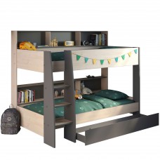 Litera Juvenil Mouse Roble Jackson y Gris Oscuro + Cajón 209x165x132 cm