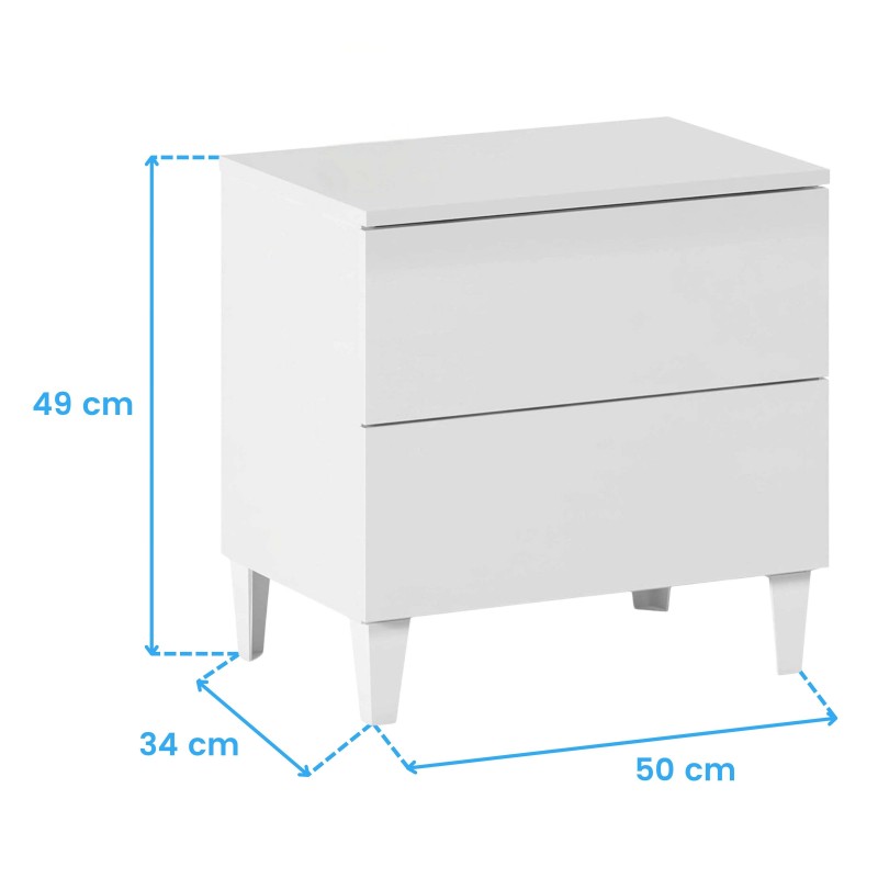 Mesita Blanco Brillo Cotas