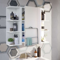 Mueble Auxiliar de Baño Pack Armario Espejo Blanco Brillo 60X65 cm