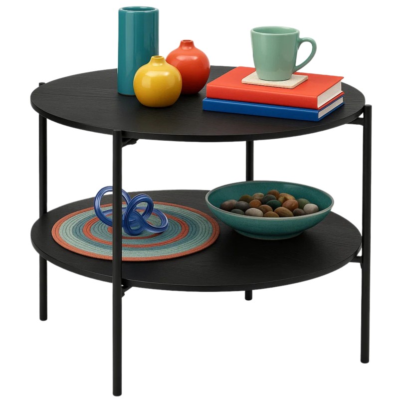 Mesa de Centro Redonda Kemi Color Negro 52x63 cm