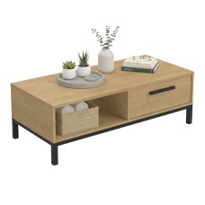 Mesa de Centro Fija Craft Color Roble Hamilton y Negro 110x37 cm