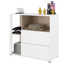 Cómoda Boreal Color Blanco Mate y Roble Japonés 92x83x40 cm Cómoda Boreal Color Blanco Mate y Roble Japonés 92x83x40 cm