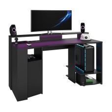 Mesa Gamer Con Luz LED Color Negro Estilo moderno 152 cm