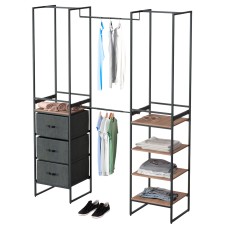 Vestidor Abierto Modular Tissa Negro y Madera 180x198 cm Vestidor Abierto Modular Tissa Negro y Madera 180x198 cm