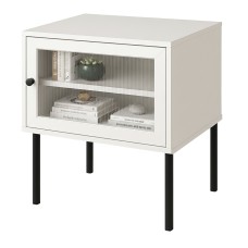 Mesita de Noche Vitinia con 1 Puerta Color Blanco y Negro 40x46