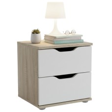 Mesita de noche Parc 2C Color Roble Sonoma y Blanco Mate 40x42 cm