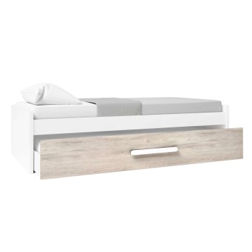 Cama nido juvenil Estelle color Blanco mate y Roble Sahara 90x190 cm