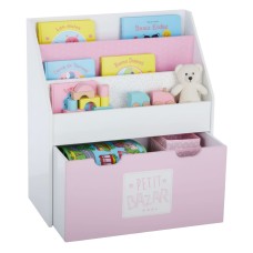 Mueble Infantil Librería Infantil con 1 Cajón en Blanco y Rosa 63x70x30 cm Mueble Infantil Librería Infantil con 1 Cajón en Blanco y Rosa 63x70x30 cm