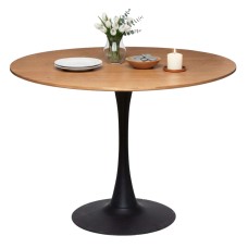 Mesa De Comedor Redonda Fija Elias Roble y Negro 102x102 cm