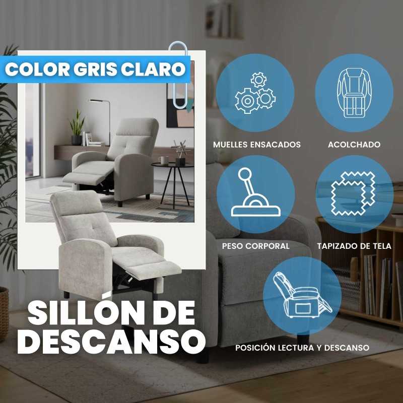 Sillón Relax Reclinable Denmark Salón Color Gris Claro Sillón Relax Reclinable Denmark Salón Color Gris Claro