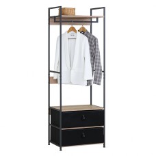 Mueble de Entrada 2 Cajones Lofi Color Roble Cambrian y Negro 60x175 cm