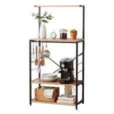 Mueble Auxiliar Cocina Estantería Kiwa Roble Cambrian y Negro 76x123 cm