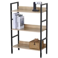 Estantería Baja 3 Estantes Rubi Color Roble Cambrian y Negro 60x93x28 cm