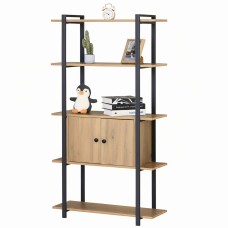 Estantería Librería 4 Estantes Past Color Roble Cambrian y Negro 80x150x34 cm