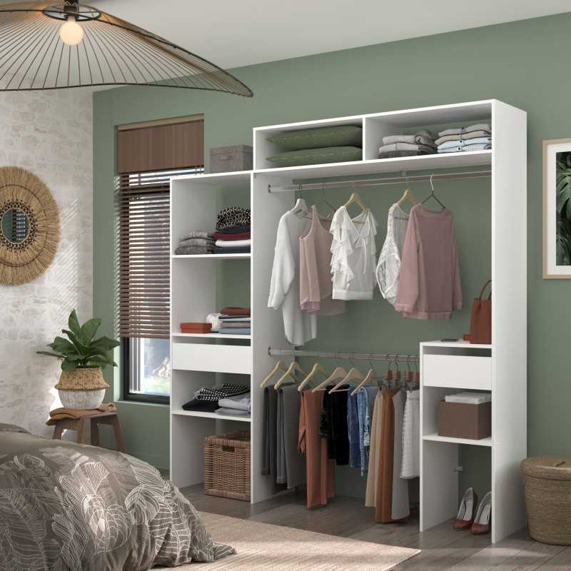 Vestidor Modular Custom Opción D+F Blanco Doble Montaje 140x203 cm