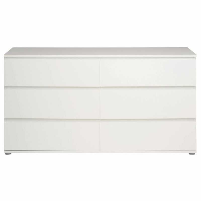 Cómoda Sven con 6 Cajones Blanco Mate 151x82 cm Cómoda Sven con 6 Cajones Blanco Mate 151x82 cm