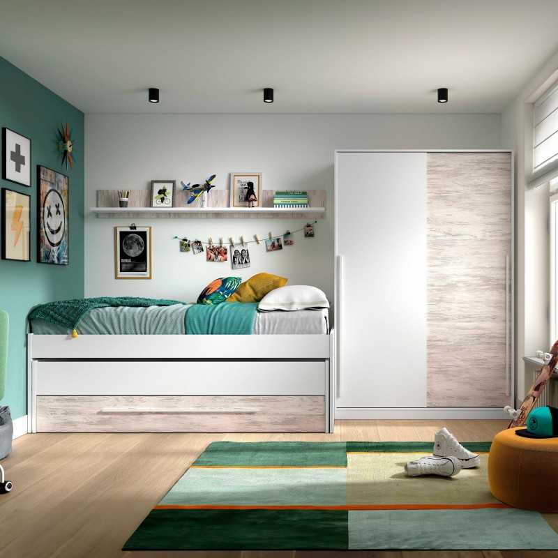 Habitación Juvenil Moderna Conjunto de Muebles Elliot con Somieres