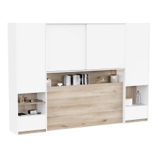 Cabecero de cama Puente Watson Color roble kronberg y blanco mate 288 cm