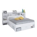 Cama de Matrimonio Chicago Color Blanco Mate 135/140x190/200 (Cama + Cabecero)