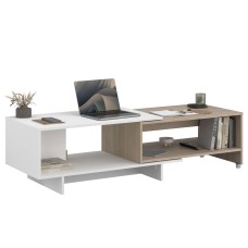 Mesa de Centro Lugo Extensible Blanco y Roble Japonés 110x50 cm