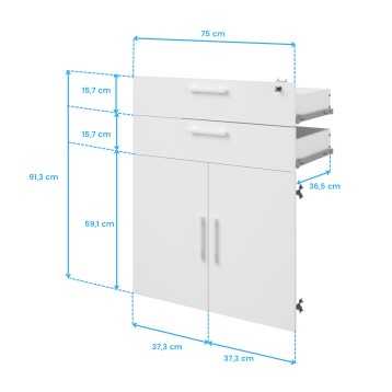 Estanteria alta oficina con puertas cotas 2