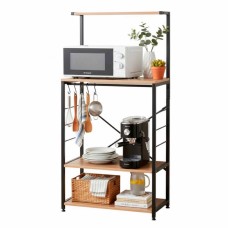 Mueble Auxiliar Cocina Estantería Kiwa Roble Cambrian y Negro 76x123 cm