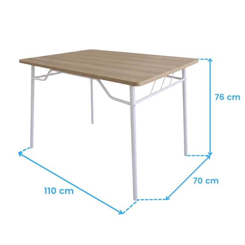 Mesa Cocina Color Blanco y Roble Sonoma cotas