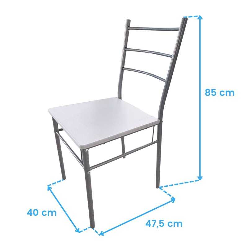 Silla Color Blanco y gris cotas