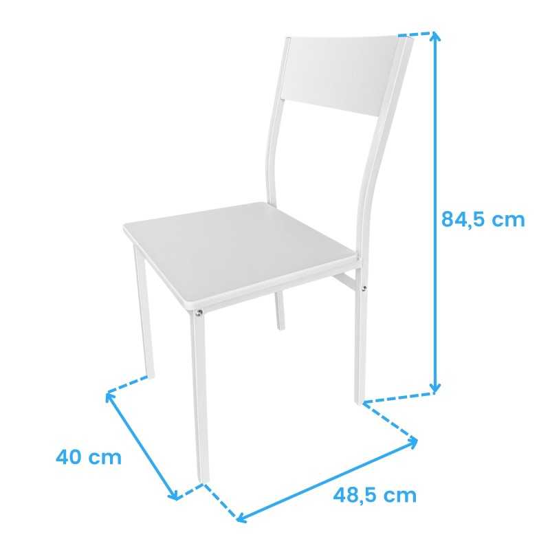 Silla de Conjunto Cocina con 4 Sillas Color Blanco cotas