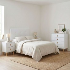 Dormitorio Matrimonio Nórdico Pack de Muebles Color Blanco 135 o 150 cm
