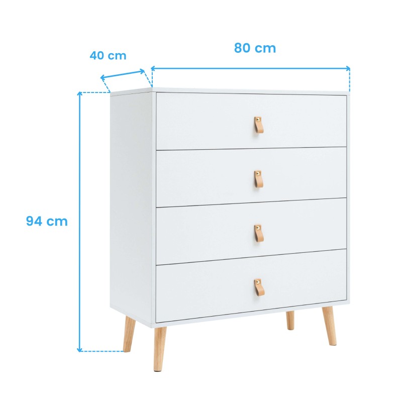 Comoda blanca Pack Dormitorio Matrimonio Nórdico cotas