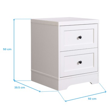 Mesita De Noche Pack Dormitorio Matrimonio Blanco y Gris cotas