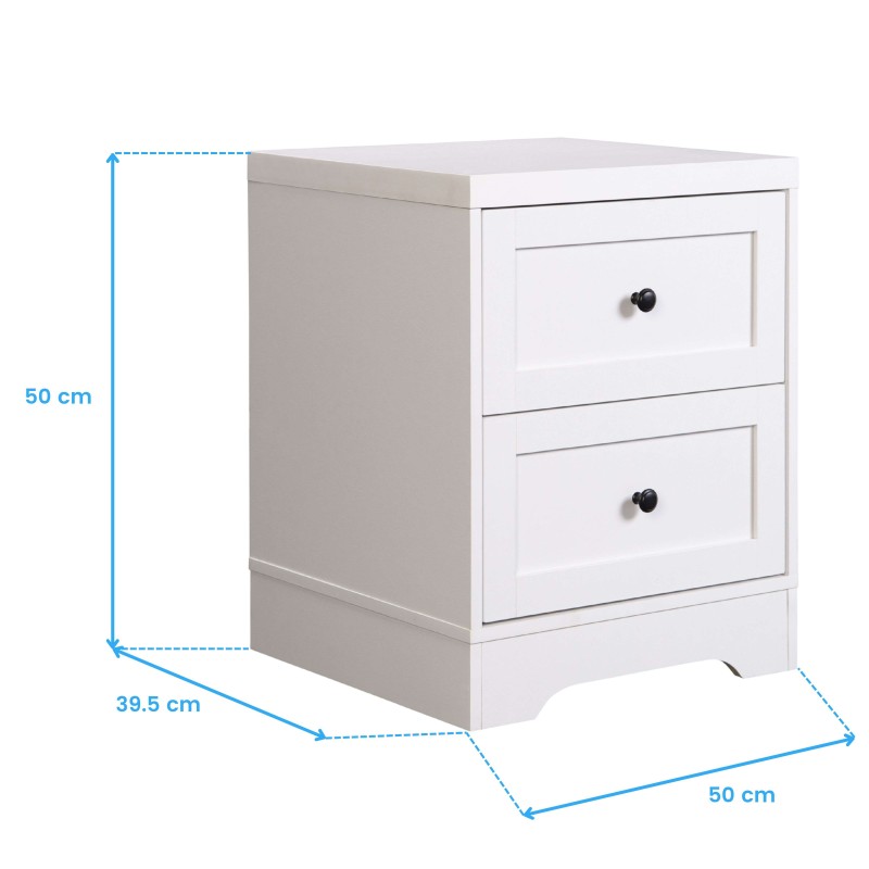 Mesita De Noche Pack Dormitorio Matrimonio Blanco y Gris cotas