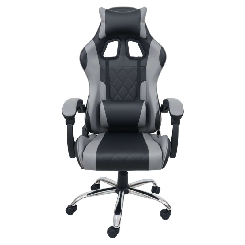 Silla Gaming Gris y Negra frontal