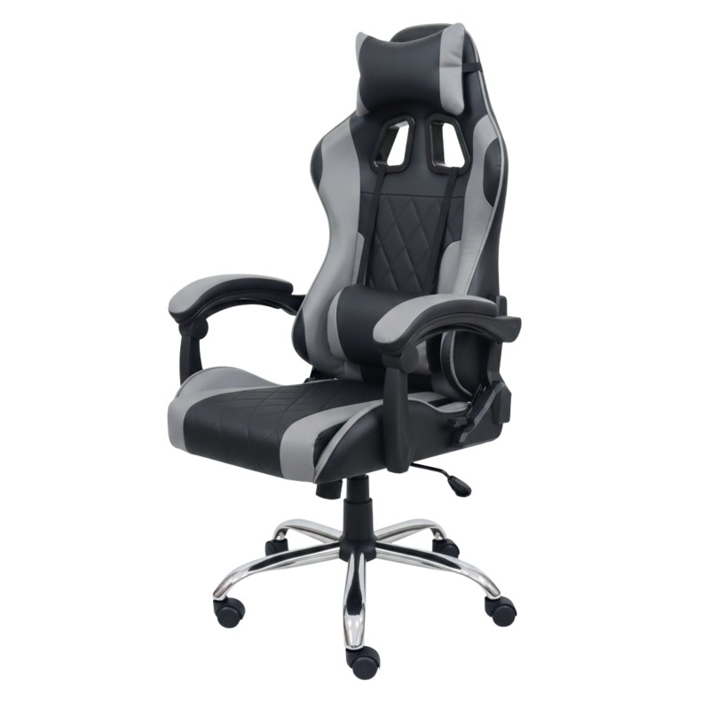 Silla Gaming Gris y Negra lateral