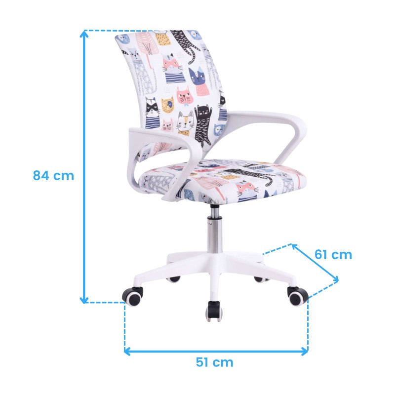 Silla Juvenil Dibujos Gatos cotas