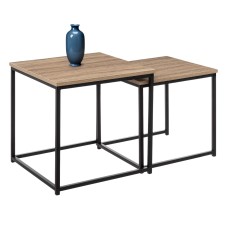 Mesas centro auxiliares Aliaj 2 niveles negro y roble claro