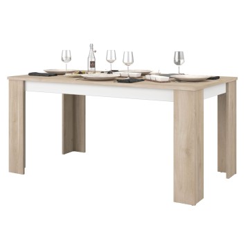 Mesa de Comedor Fija Azzaro Roble Japonés y Blanco Mate 158x76 cm