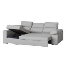 Sofá Cama Chaise Longue 3 Plazas Milano Color Gris Claro 260 cm