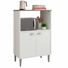 Mueble Auxiliar Cocina Microondas Color Blanco Con Tapa Gris 58x95 cm