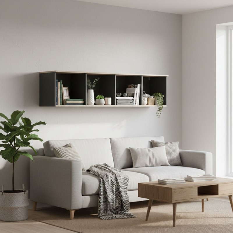 Estantería de pared Oficina Colección Nibis Roble Sonoma y Gris Antracita 160x37x32 cm