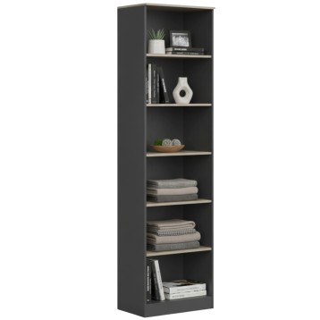 Estantería Alta de Oficina Nibis Color Roble Sonoma y Gris Antracita Colección Nibis 60x223x40 cm