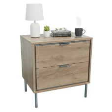 Mesita de Noche 2 Cajones Sforza Roble Natural 53x56 cm