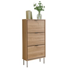 Mueble Zapatero Recibidor Sforza 3 Puertas Roble Natural 63 cm