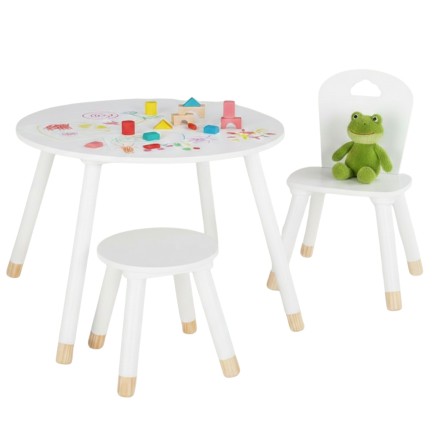Pack Douceur Infantil Mesa, Silla y Taburete Color Blanco_portada