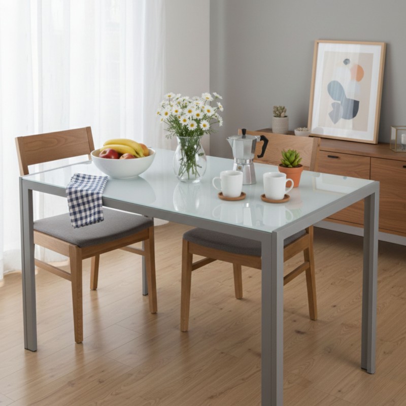 Mesa Cica Blanca fabricado en Cristal 105x75x60 cm